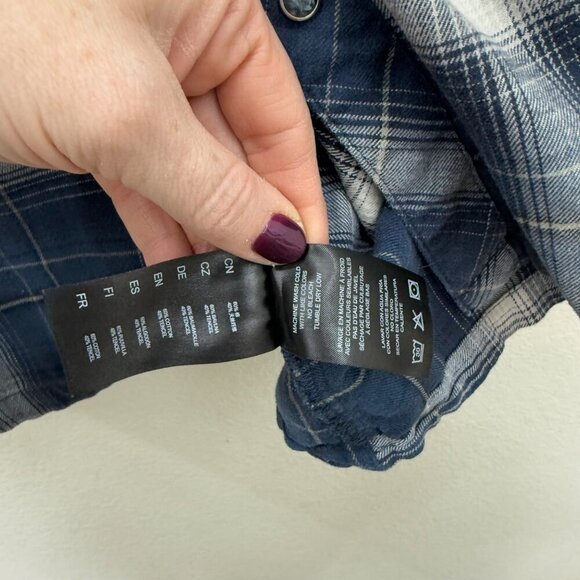 Kuhl Lowdown Blue Plaid Pearl Snap Flannel Button Up Shirt 7210 Mens size Large - Picture 6 of 8